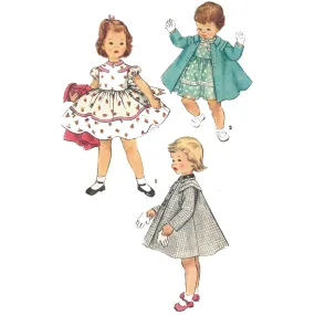 1950's Sewing Pattern: Girl's / Toddler's Pretty Dress & Coat - Chest 22.5" (57.15 cm)