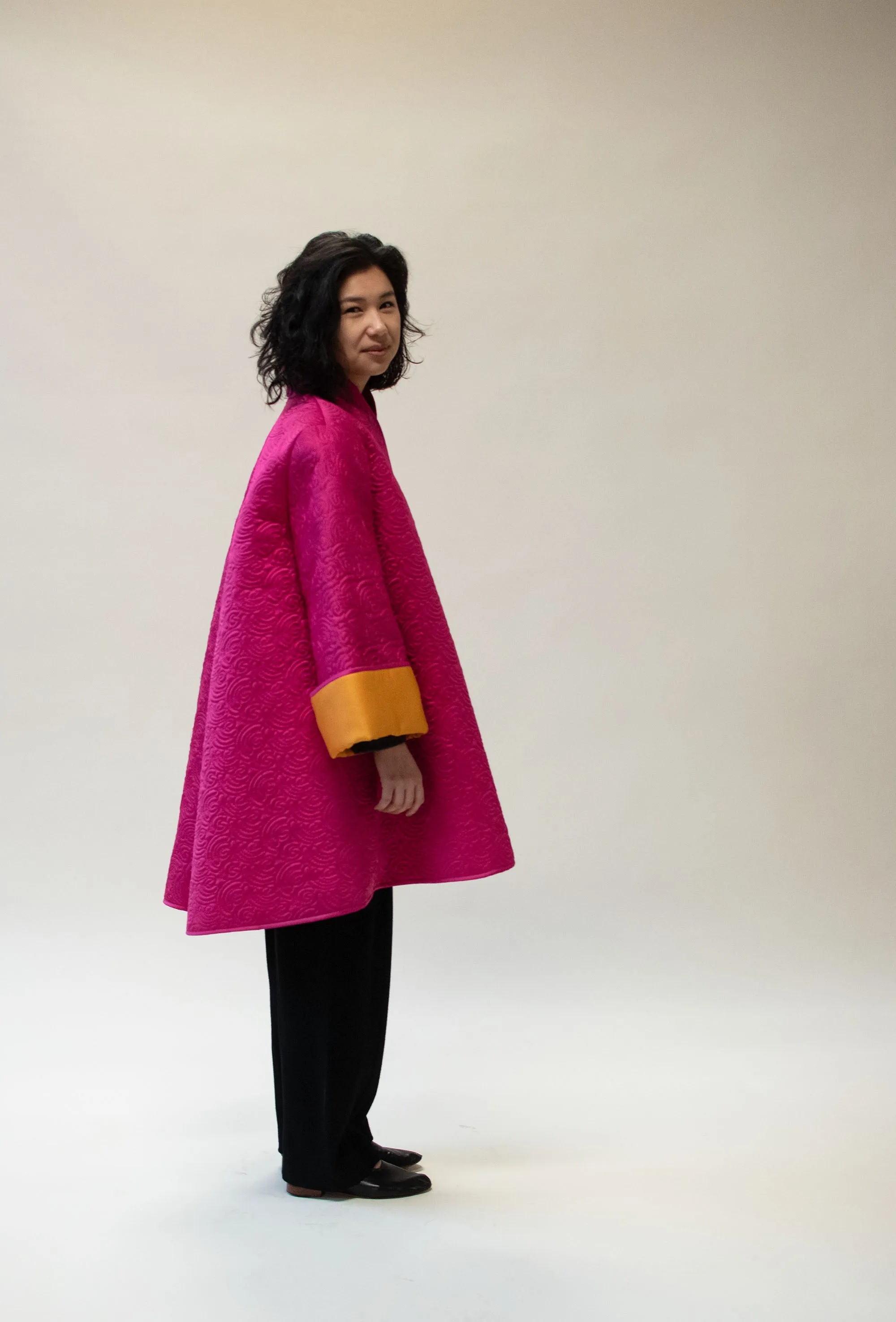 1980s Shocking Pink Quilted Coat | Victor Costa