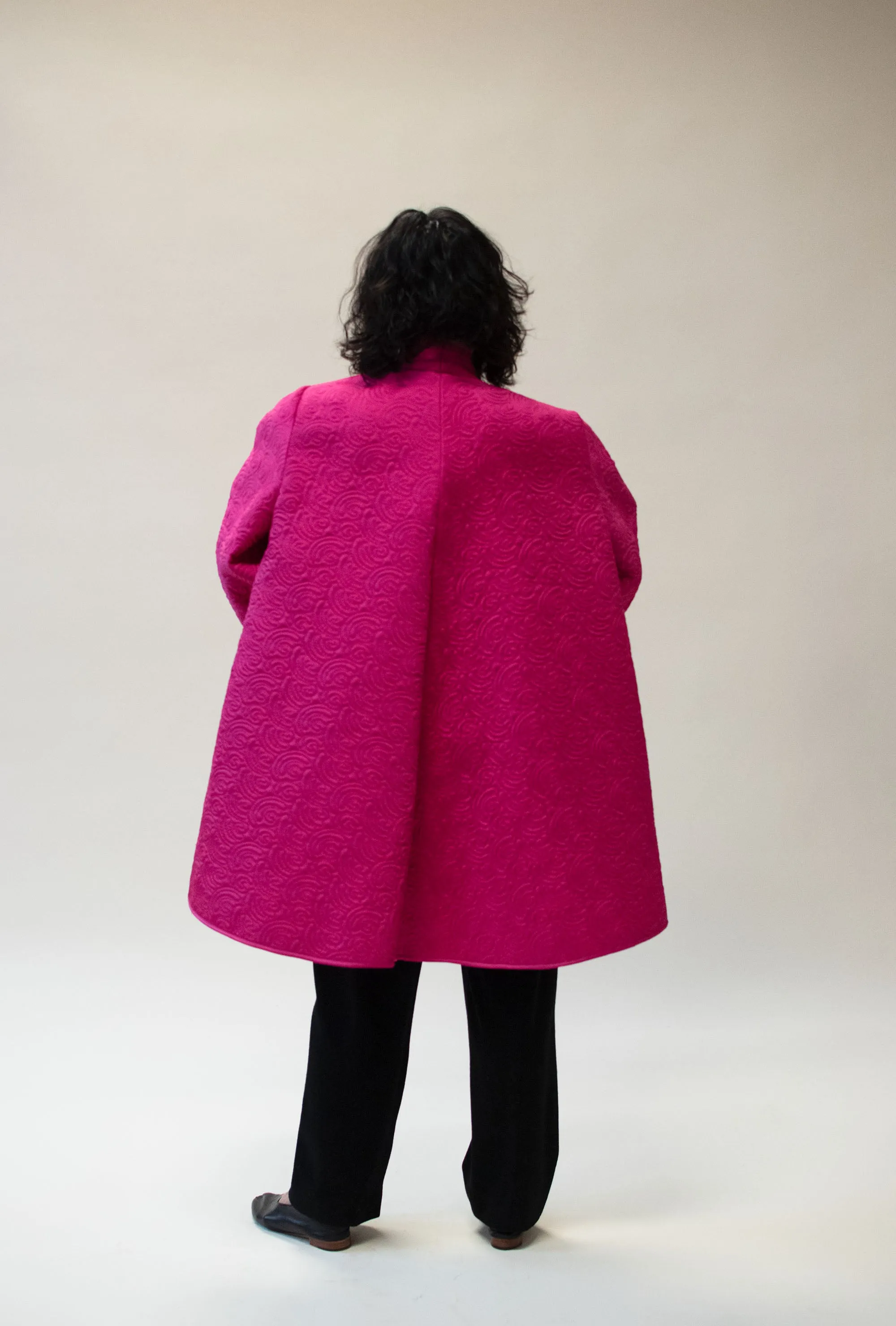 1980s Shocking Pink Quilted Coat | Victor Costa