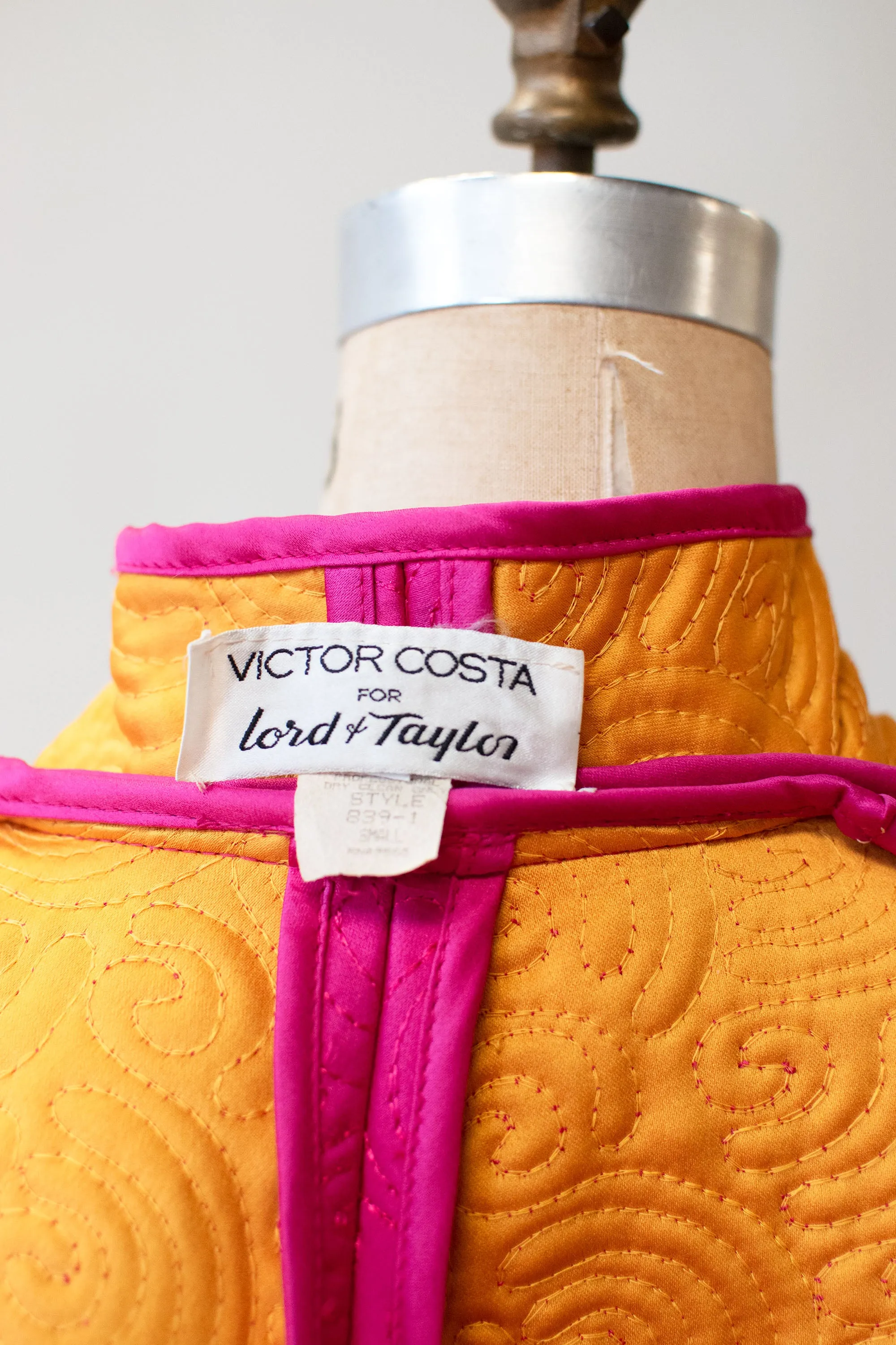 1980s Shocking Pink Quilted Coat | Victor Costa
