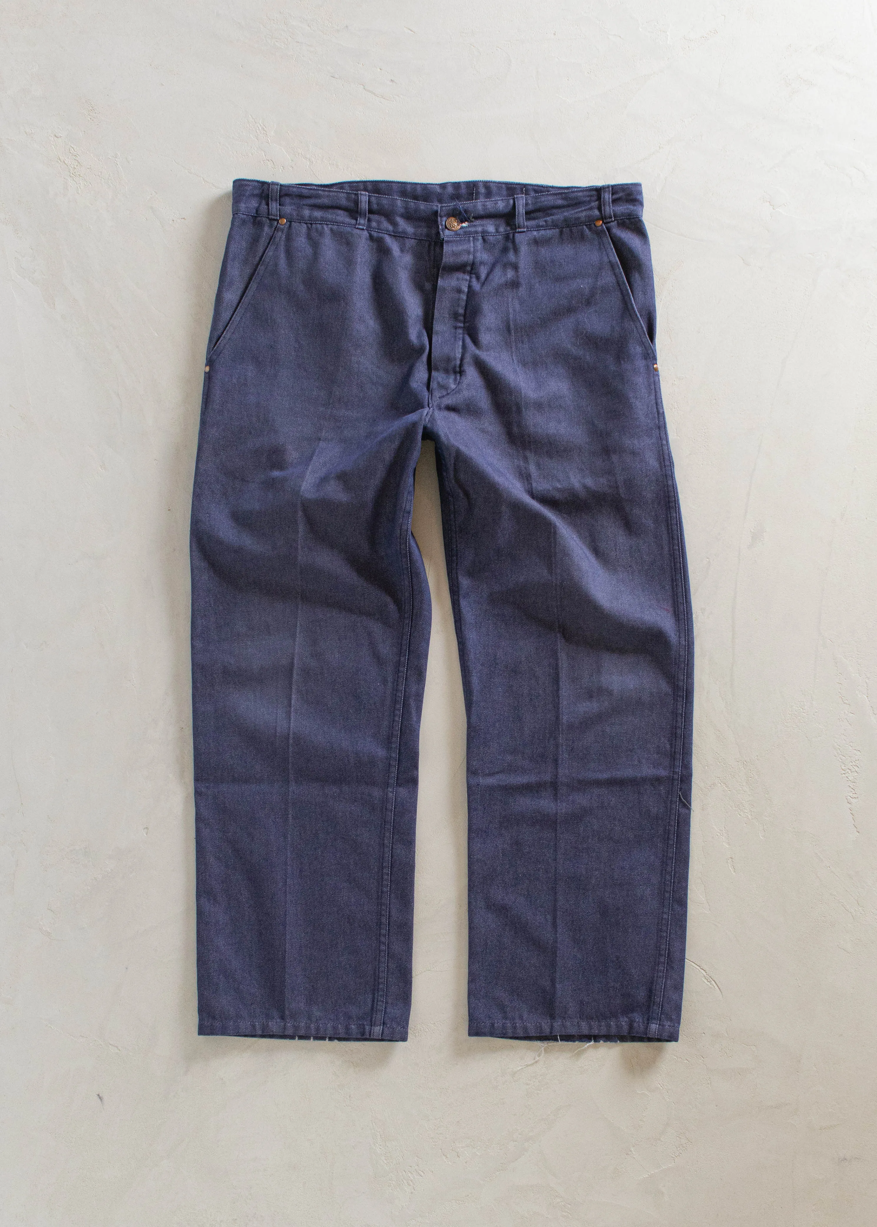 1980s Tergal French Workwear Chore Pants Size Women's 33 Men's 36