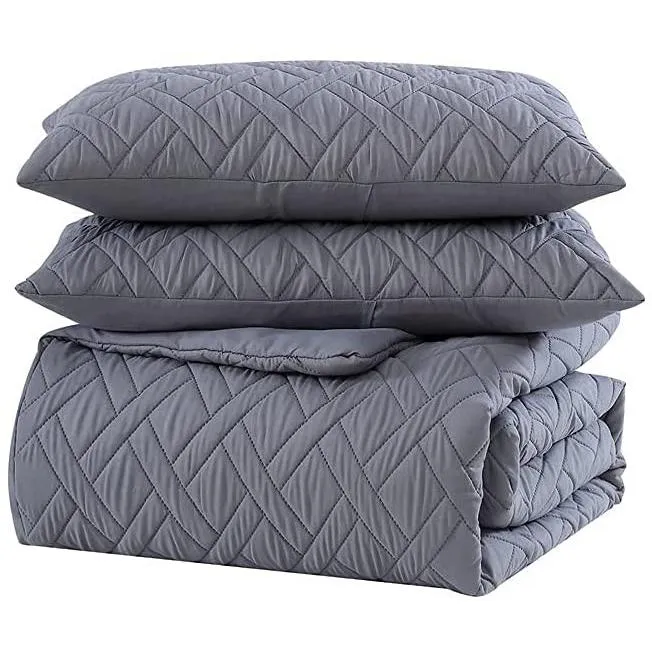 3-Piece: Embossed Quilted Larch Bedding Comforter Set
