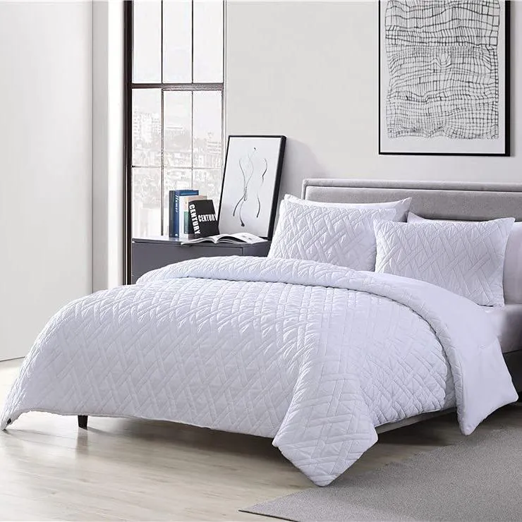 3-Piece: Embossed Quilted Larch Bedding Comforter Set
