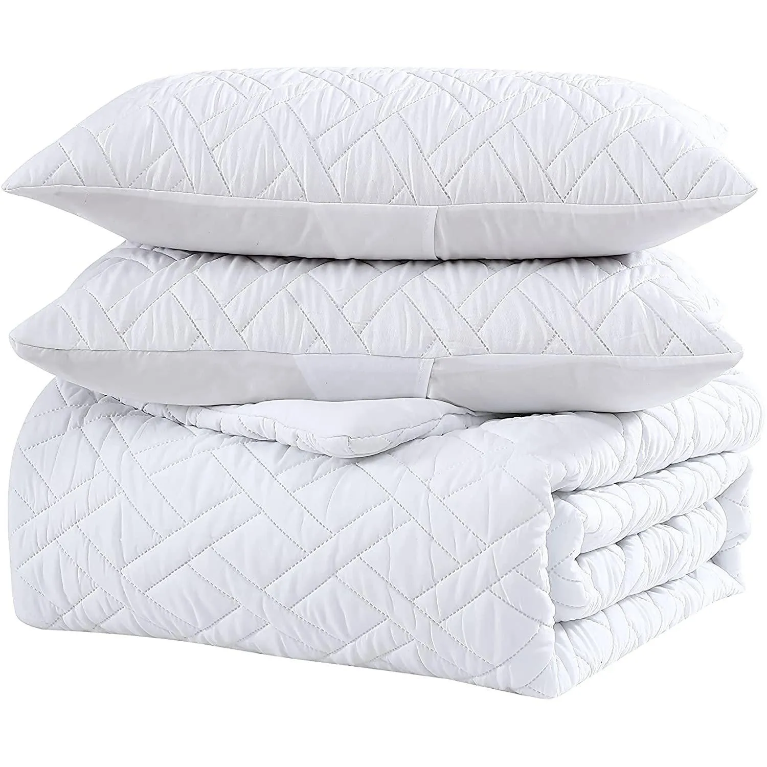 3-Piece: Embossed Quilted Larch Bedding Comforter Set