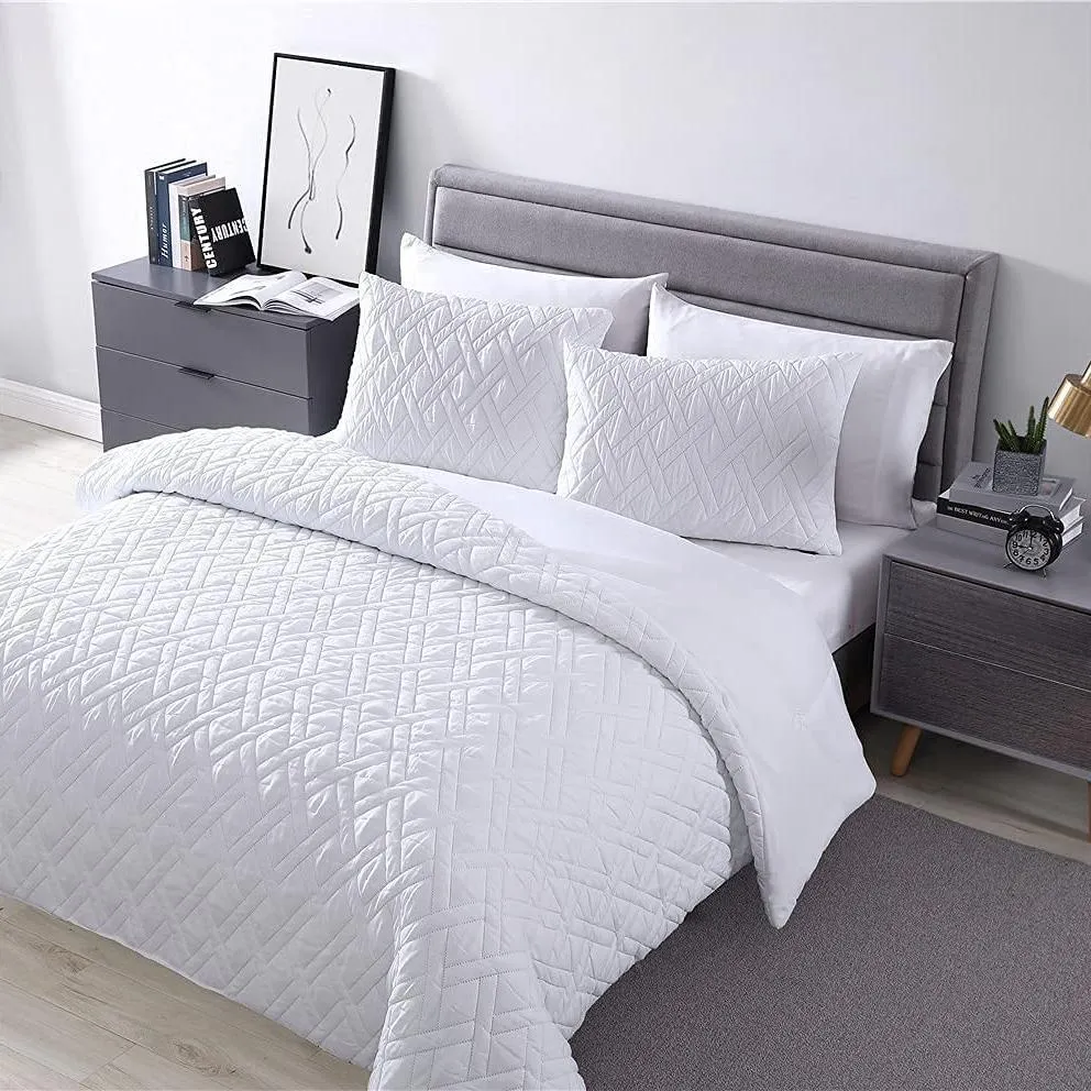 3-Piece: Embossed Quilted Larch Bedding Comforter Set