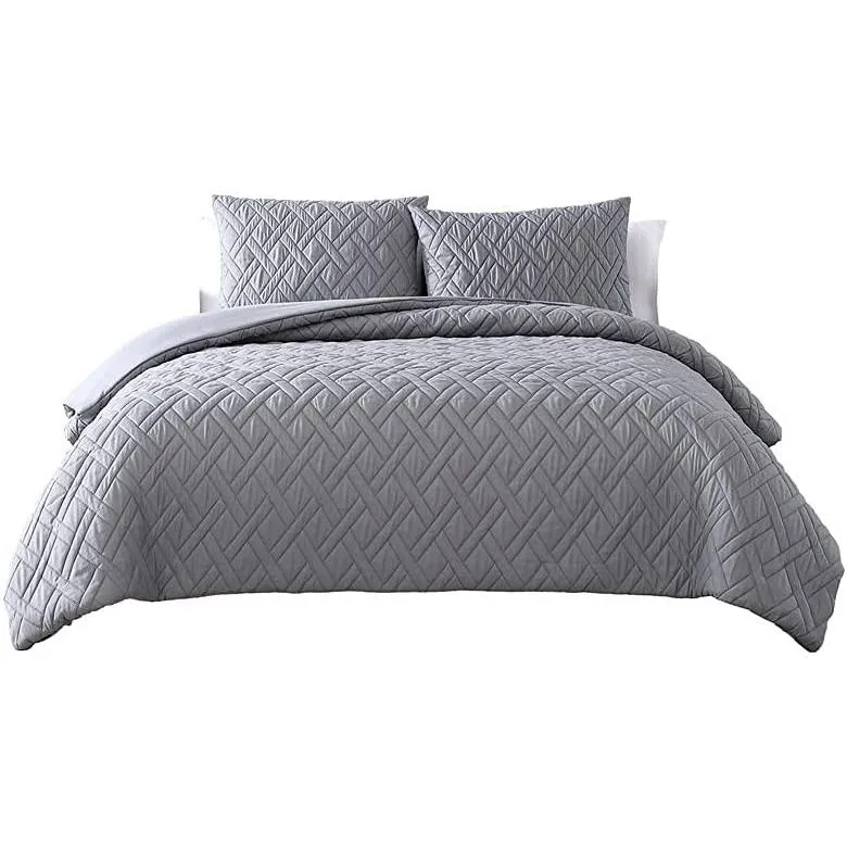 3-Piece: Embossed Quilted Larch Bedding Comforter Set