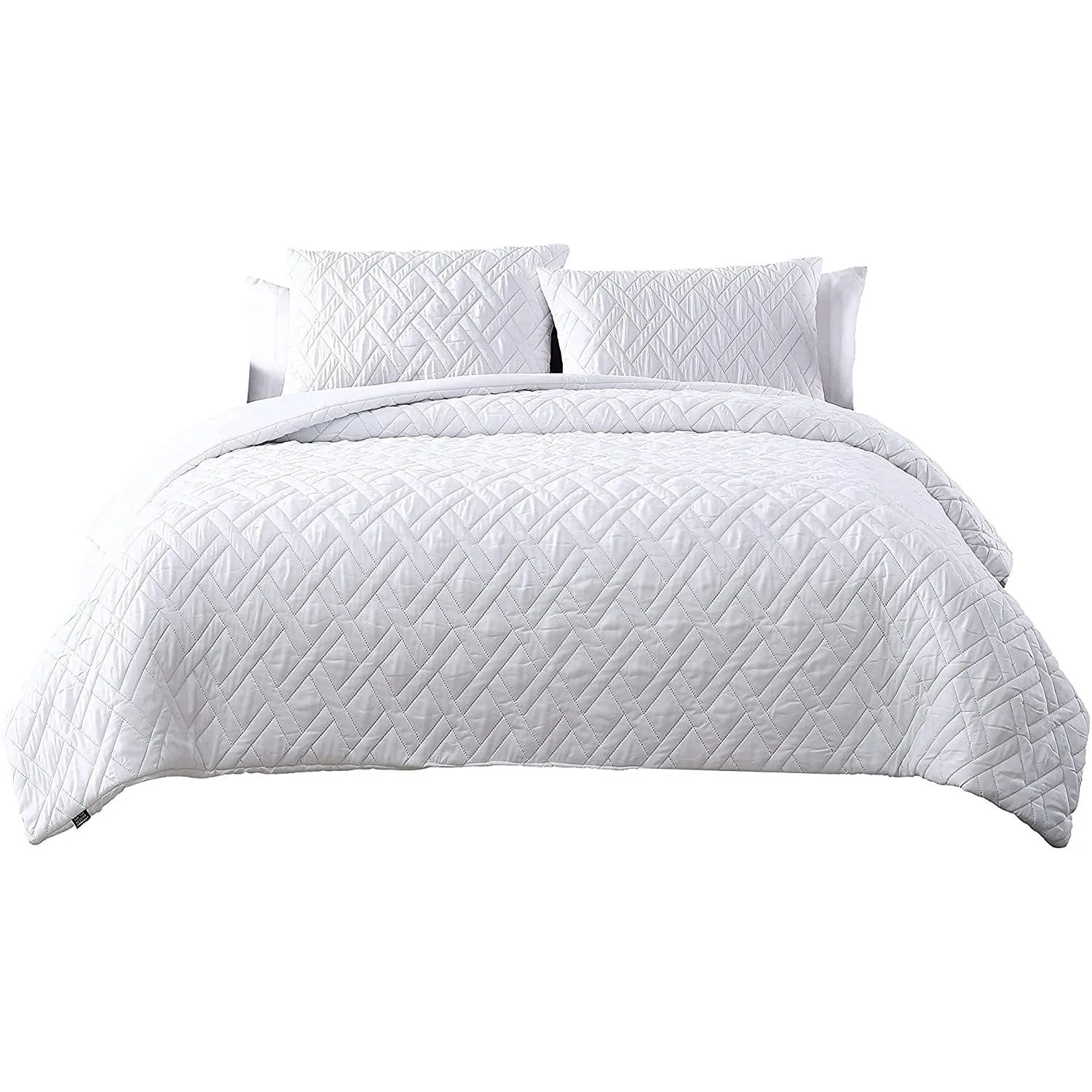 3-Piece: Embossed Quilted Larch Bedding Comforter Set
