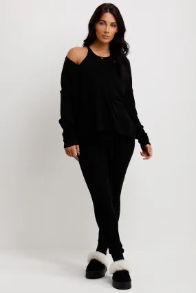 3 Piece Lounge Set Black