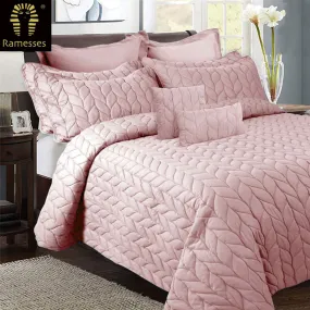 9 Piece Ultrasonic Comforter Set Queen Rose Pink