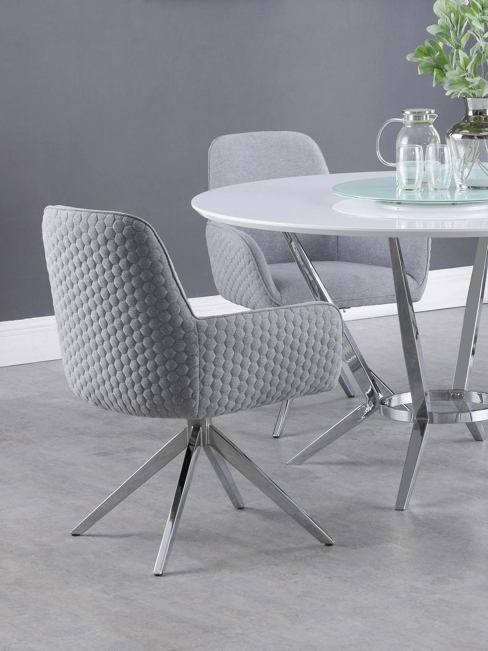 Abby Flare Arm Side Chair Light Grey and Chrome
