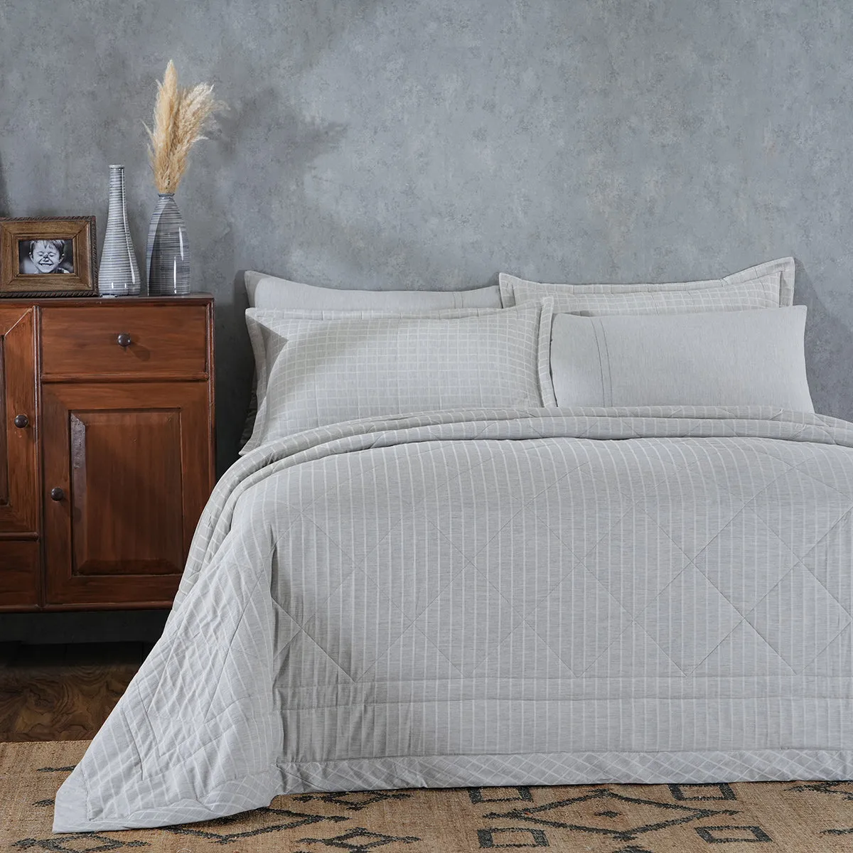 Adore 100% Cotton Filling Summer AC Grey Quilt/Quilted Bed Cover Comforter