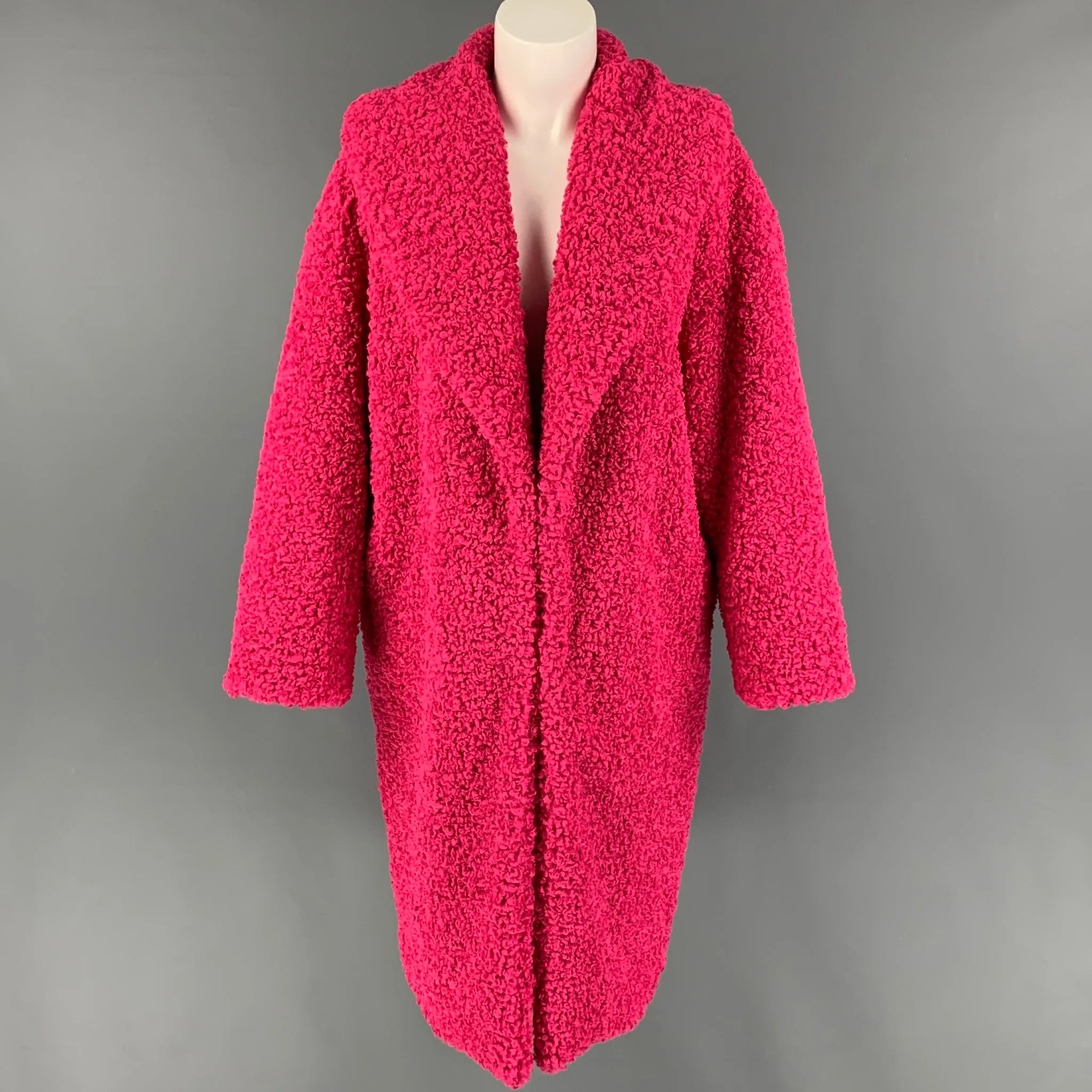ALICE   OLIVIA Size XS Pink Polyester Textured Shawl Collar Coat