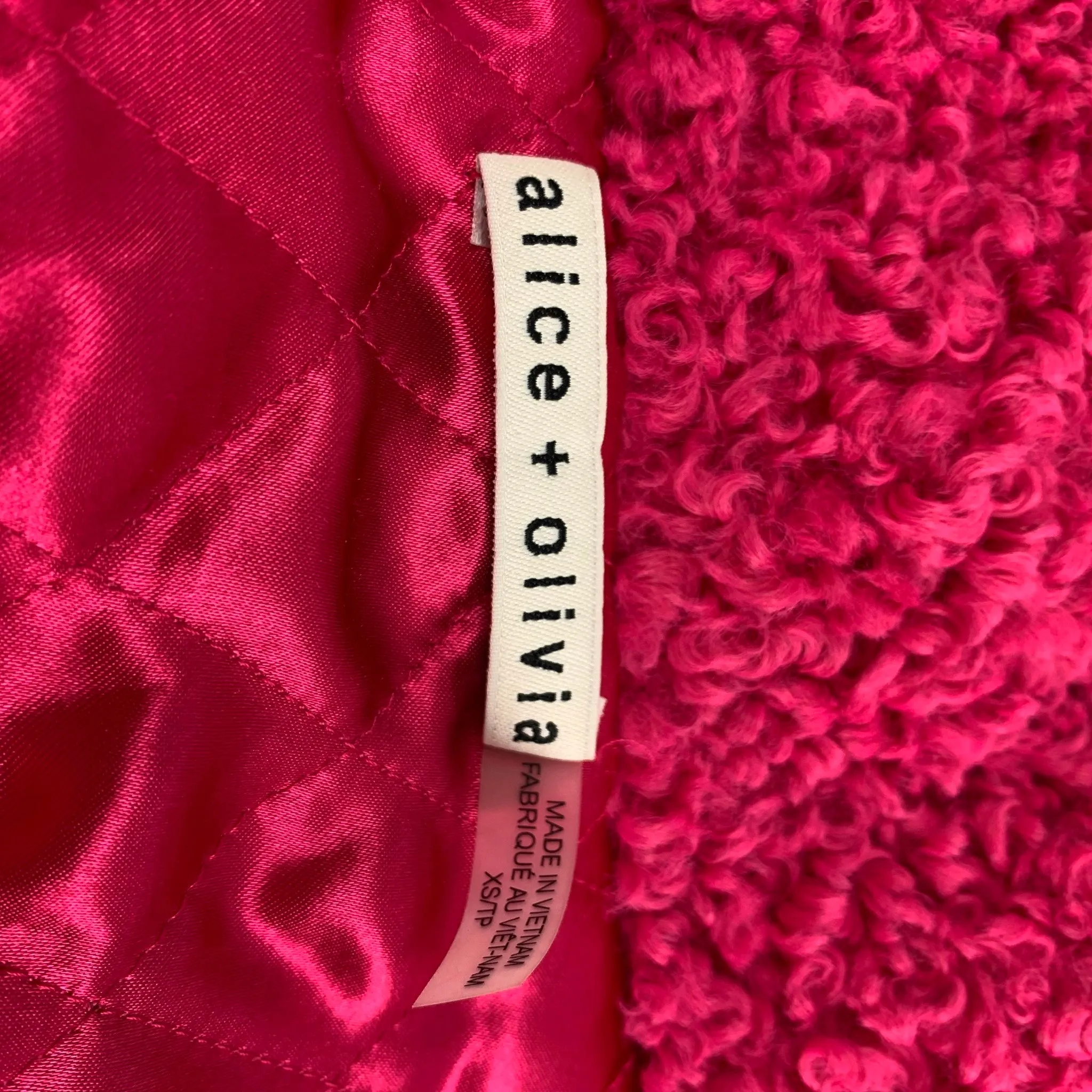 ALICE   OLIVIA Size XS Pink Polyester Textured Shawl Collar Coat