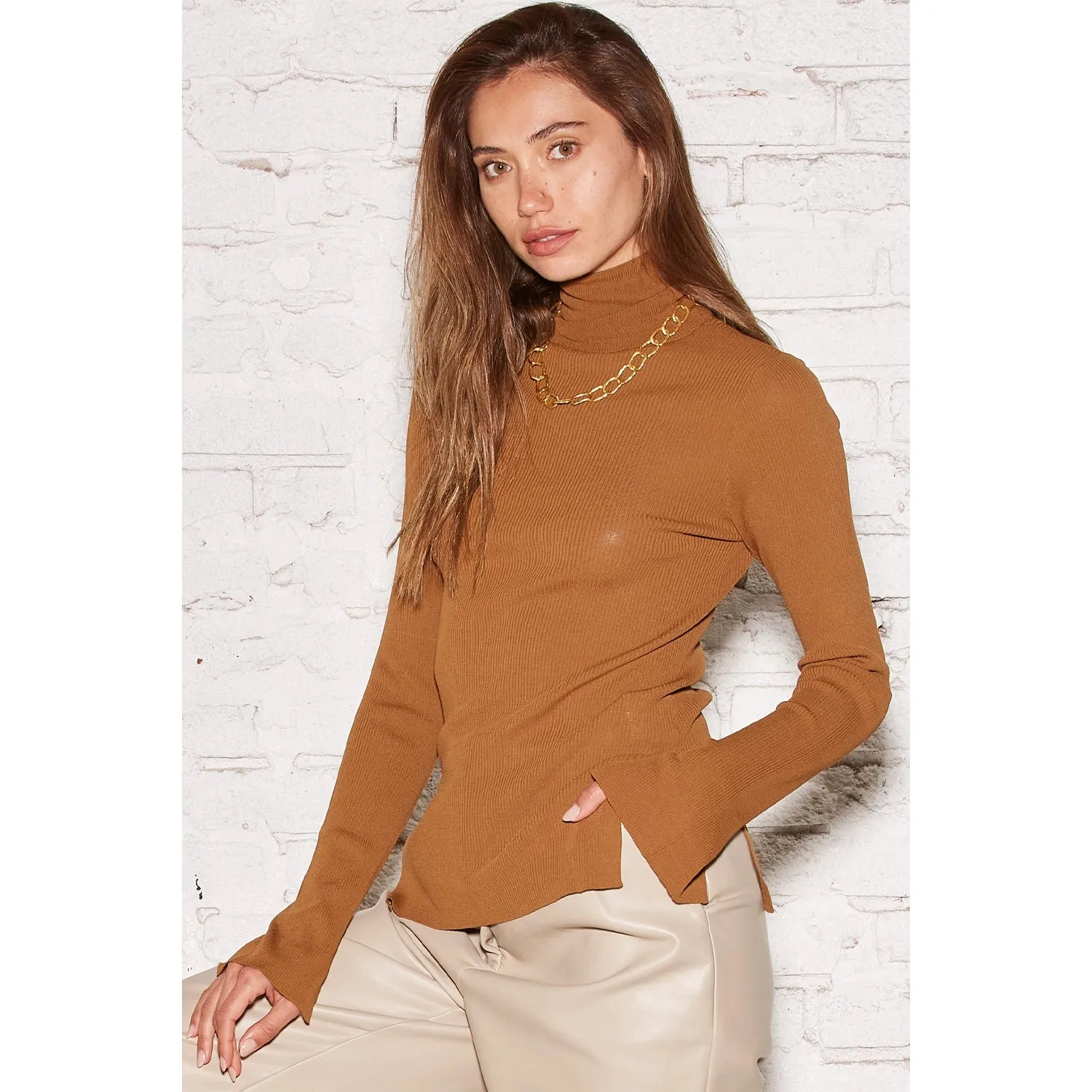 Alina Form Fitting Turtleneck Top