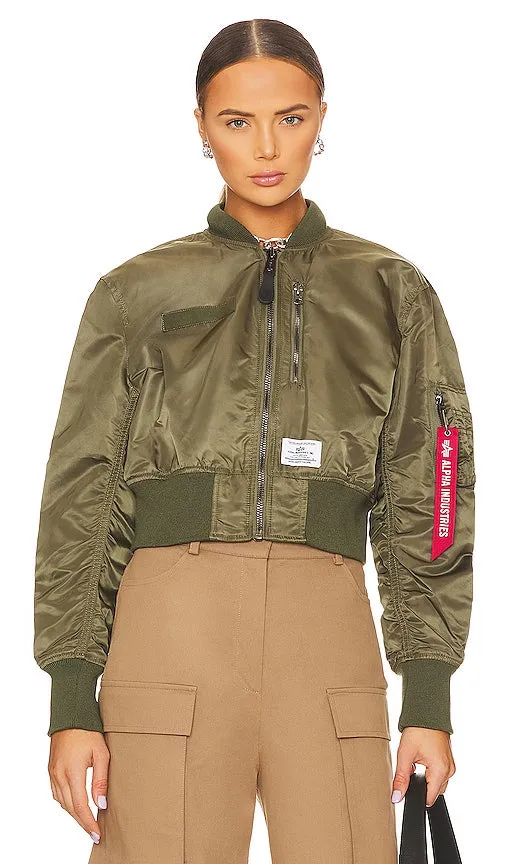 ALPHA INDUSTRIES L-2b Cropped Flight Jacket in Army
