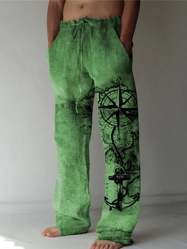Anchor Comfort Corduroy Men's Summer Beach Trousers Blue Green