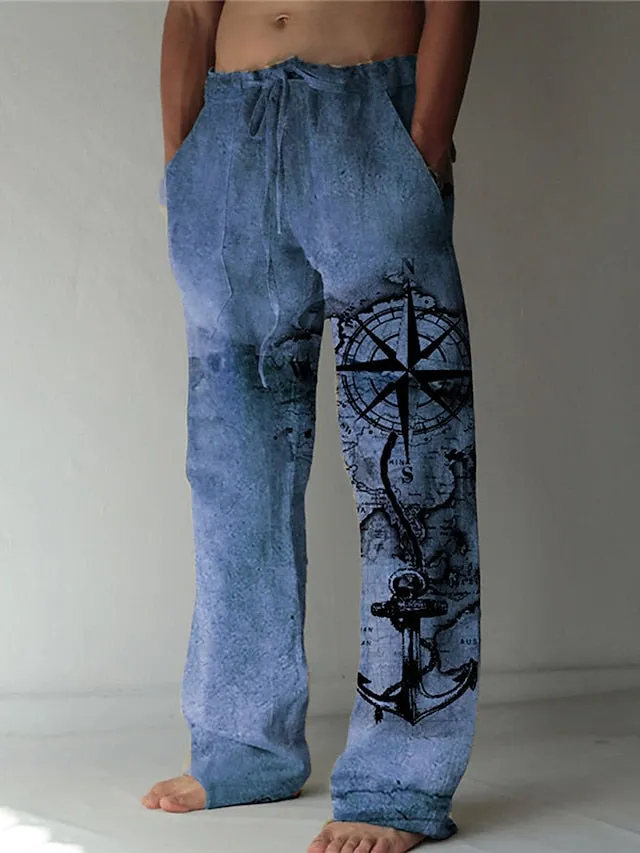 Anchor Comfort Corduroy Men's Summer Beach Trousers Blue Green