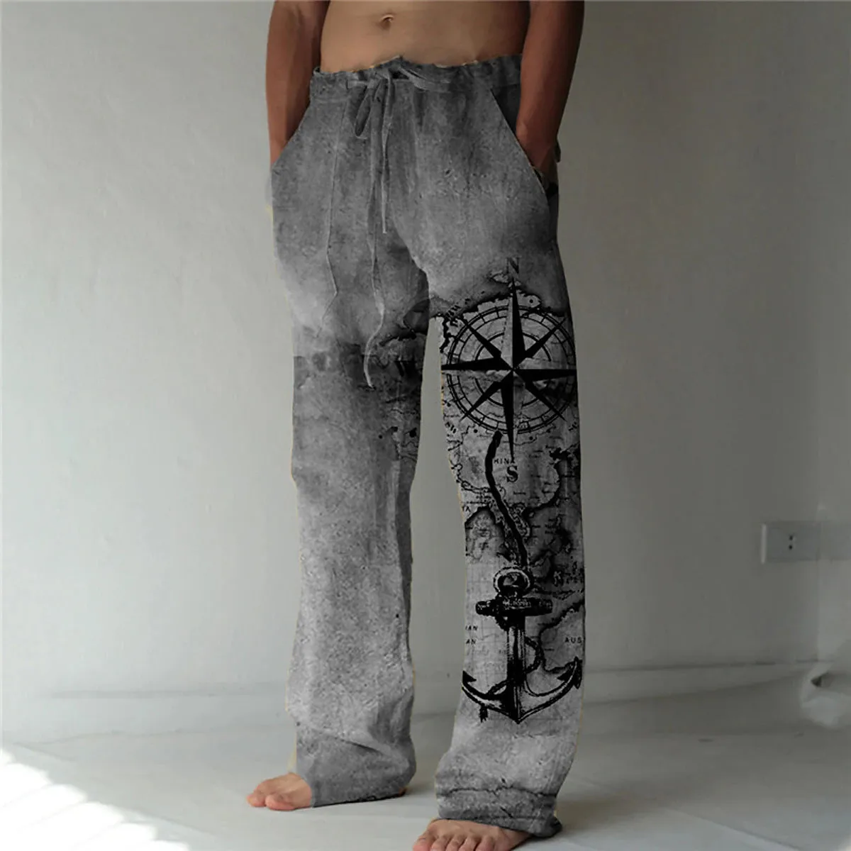 Anchor Comfort Corduroy Men's Summer Beach Trousers Blue Green