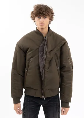 ARMY GREEN PINCHED LOGO BOMBER