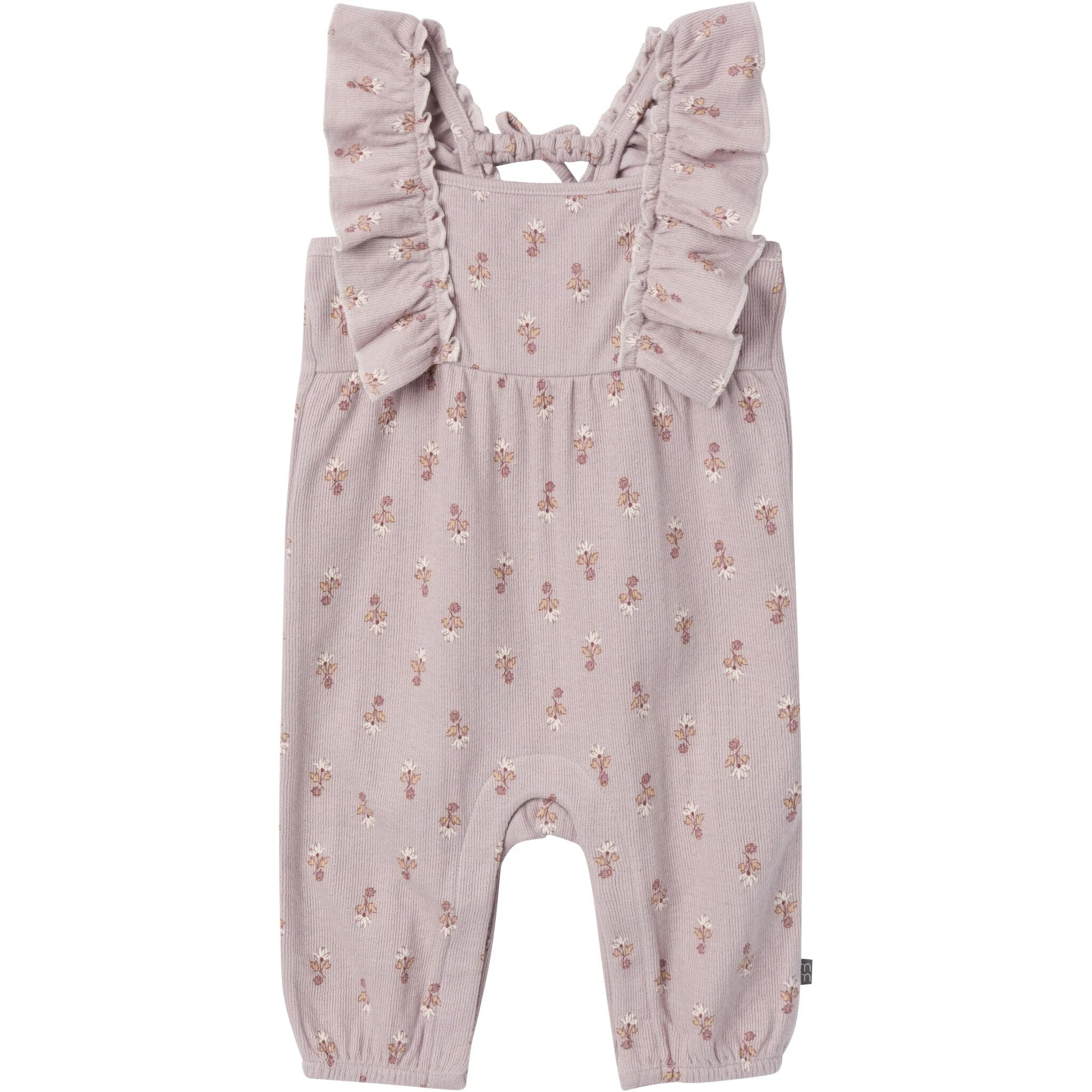 Baby Girls Lilac Stamp Fleur Ruffles Long Leg Romper