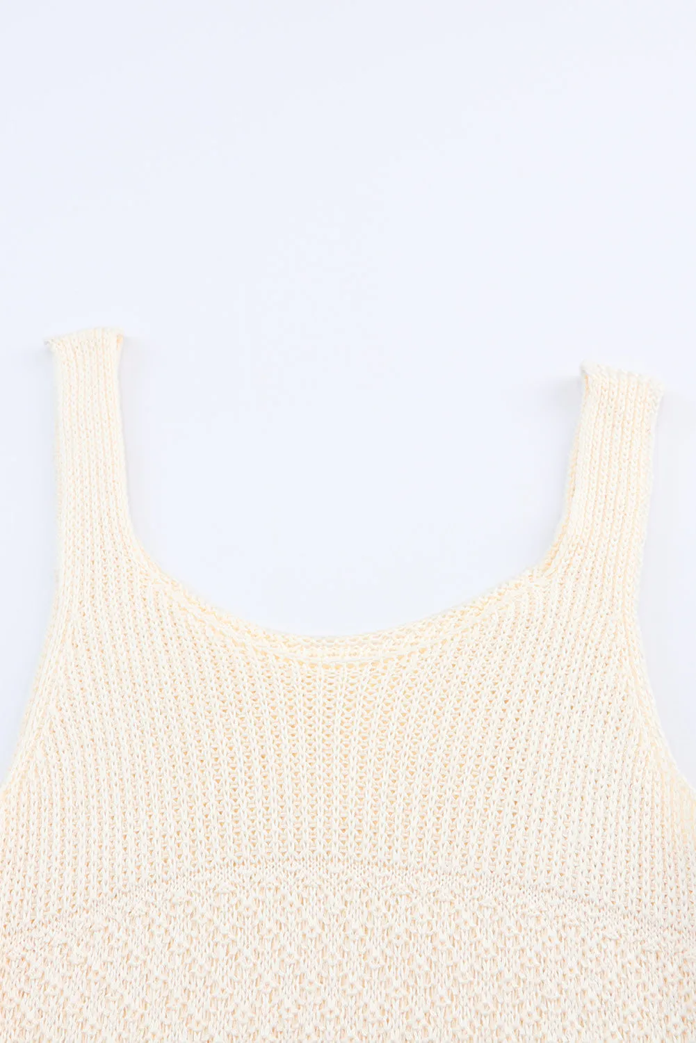 Beige Crochet Ruffled Hem Knitted Vest