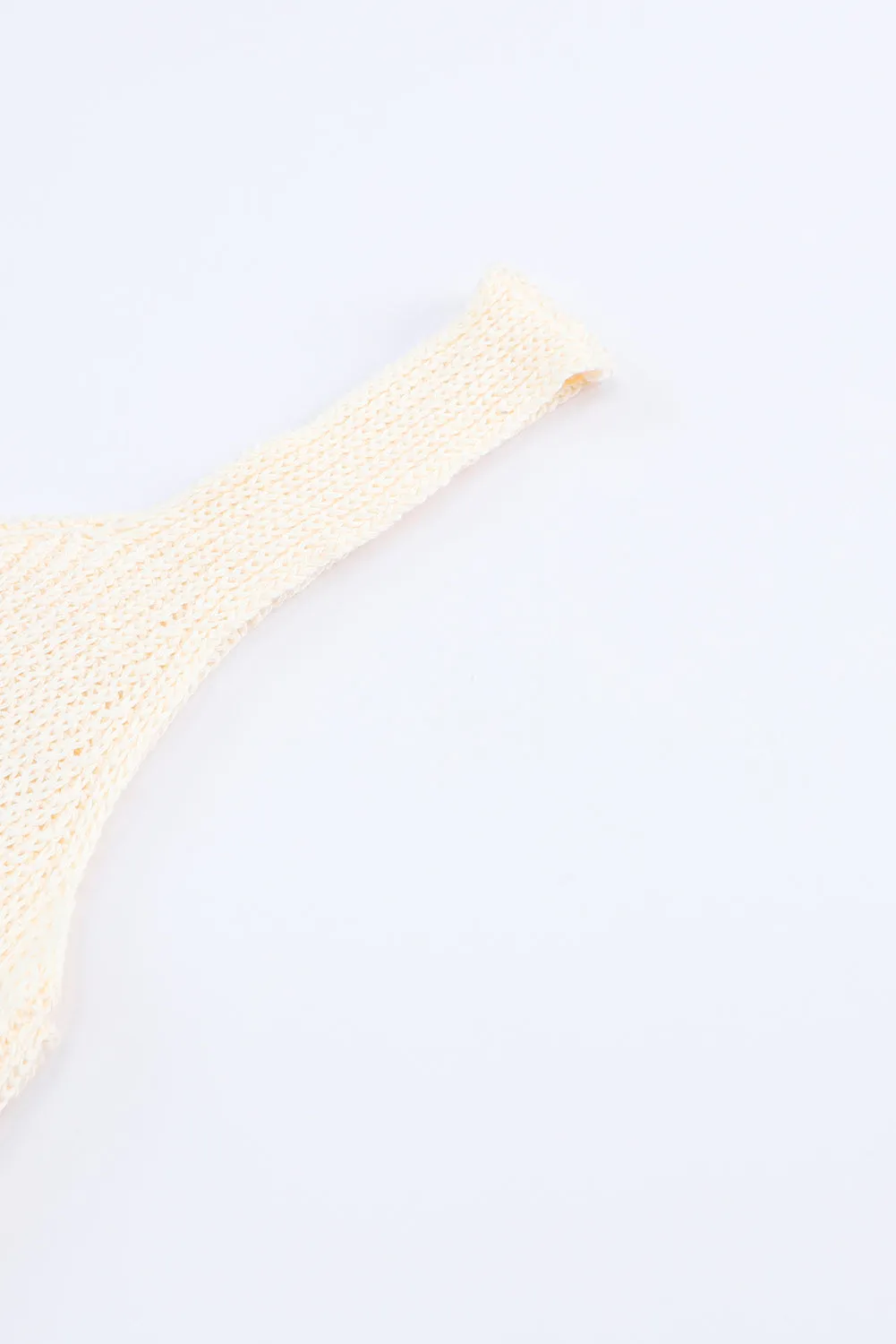 Beige Crochet Ruffled Hem Knitted Vest