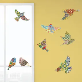 Bird Decals - Set of 8 in Patchwork Pattern