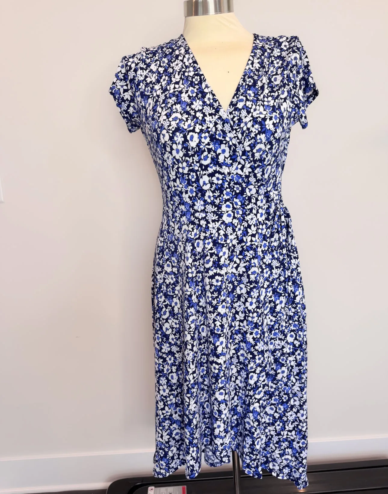 Blue Floral Wrap Dress