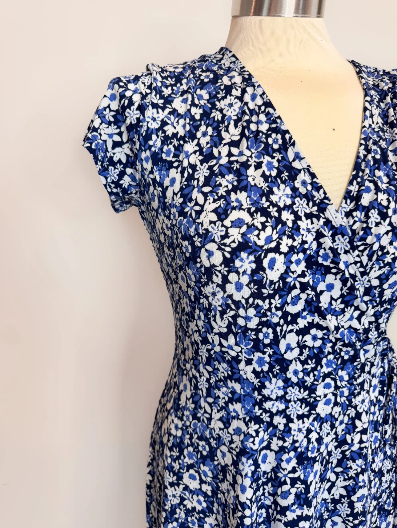 Blue Floral Wrap Dress