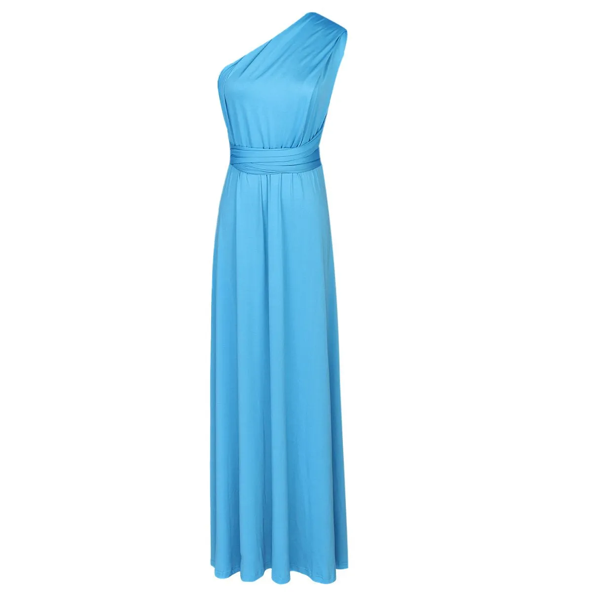 Blue Women Transformer Convertible Bridesmaid Maxi Dress Multi-Way Wrap Evening Dress Formal Wedding Party Long Dresses - OwlFay
