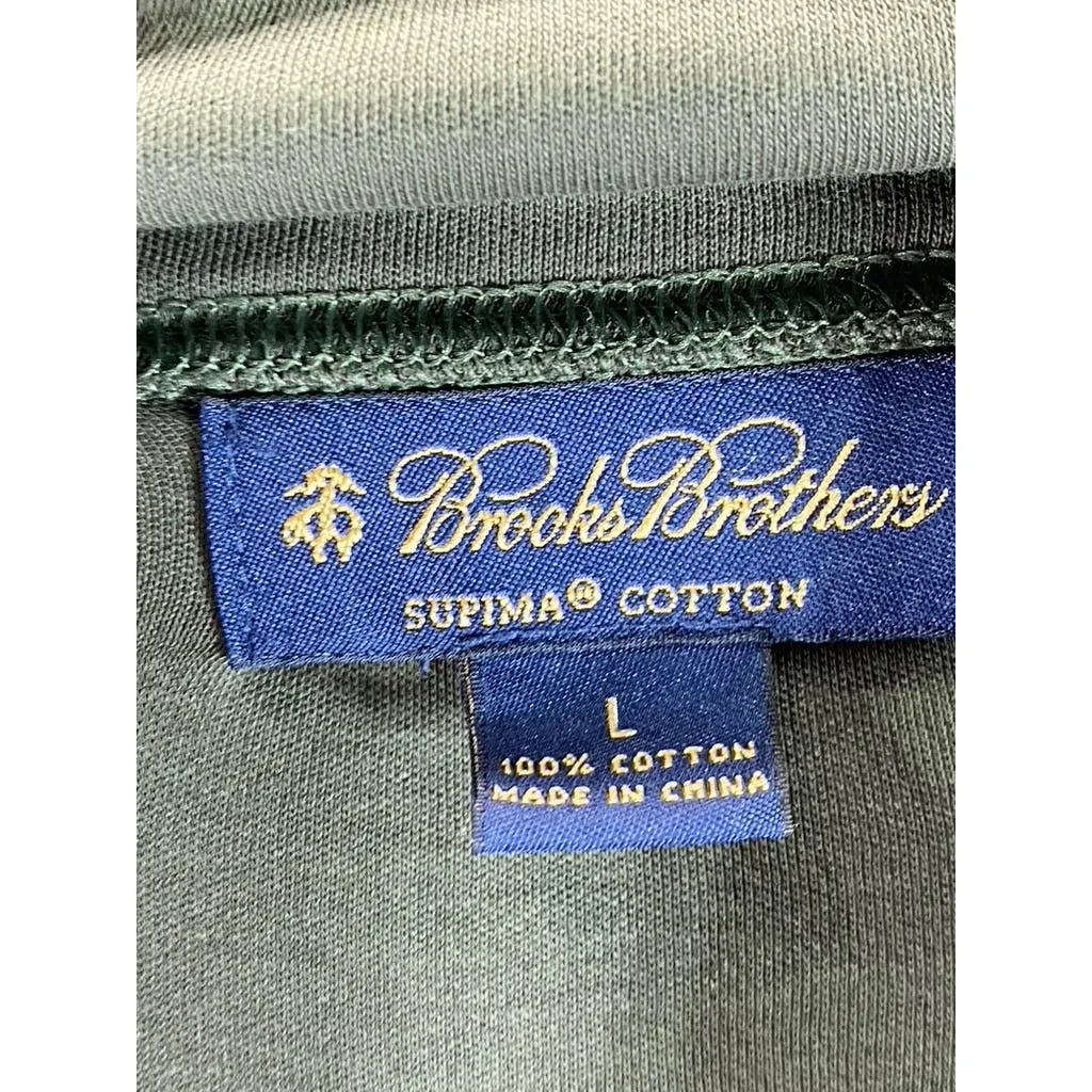 BROOKS BROTHERS Men's Green Supima Cotton Turtleneck Long Sleeve Shirt SZ L