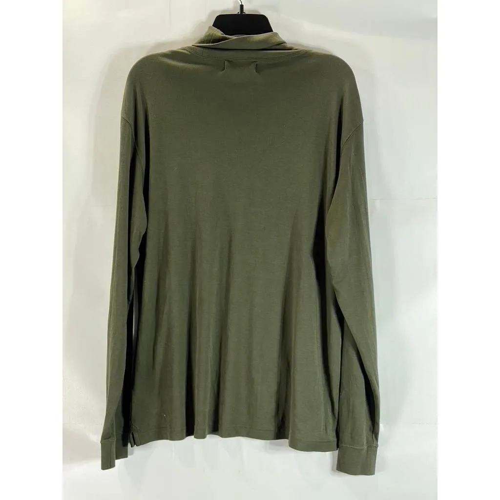 BROOKS BROTHERS Men's Green Supima Cotton Turtleneck Long Sleeve Shirt SZ L
