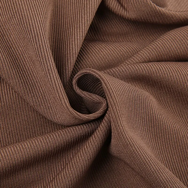 Brown Knitted Slim Backless Split Tank