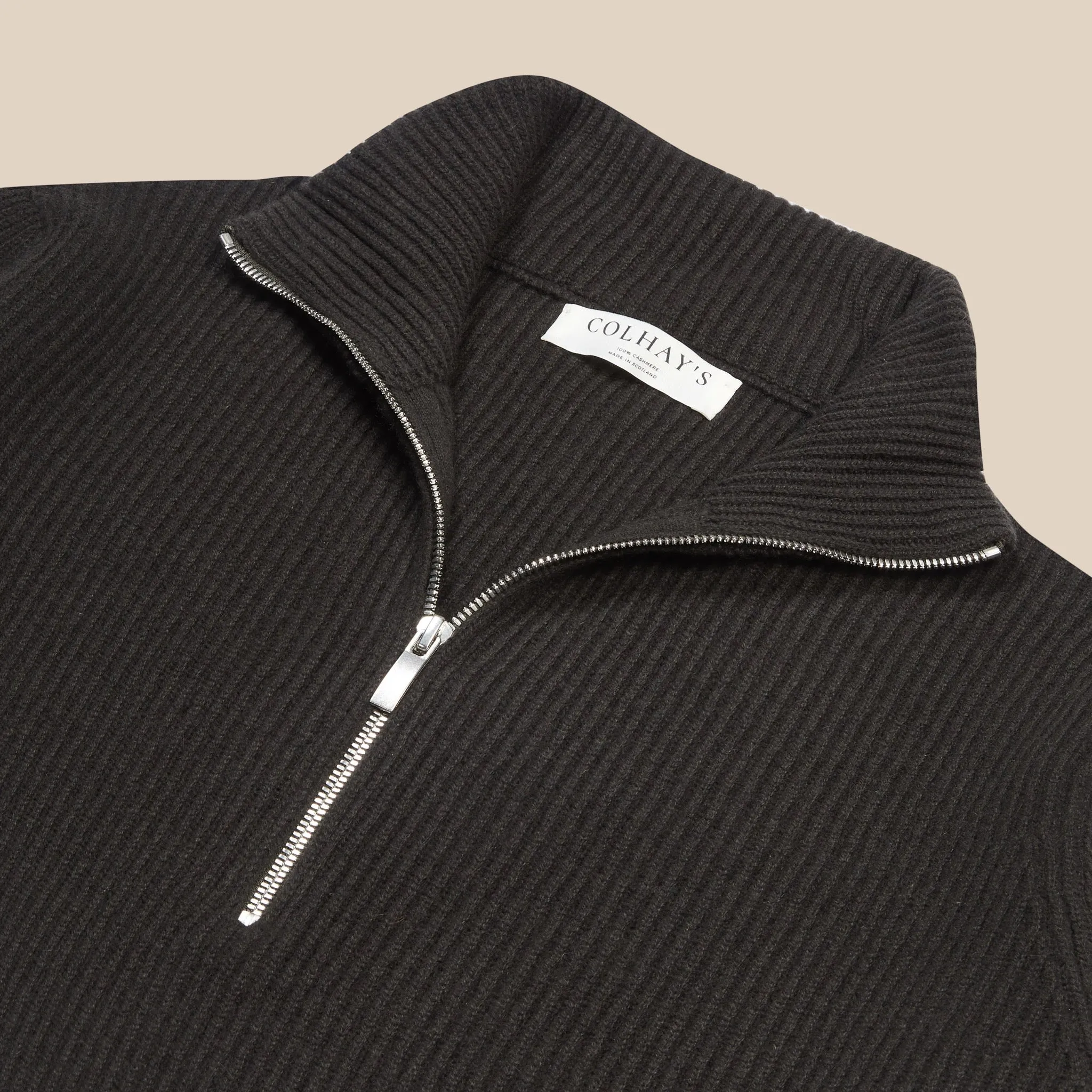 Cashmere alpine half zip sweater in dark olive