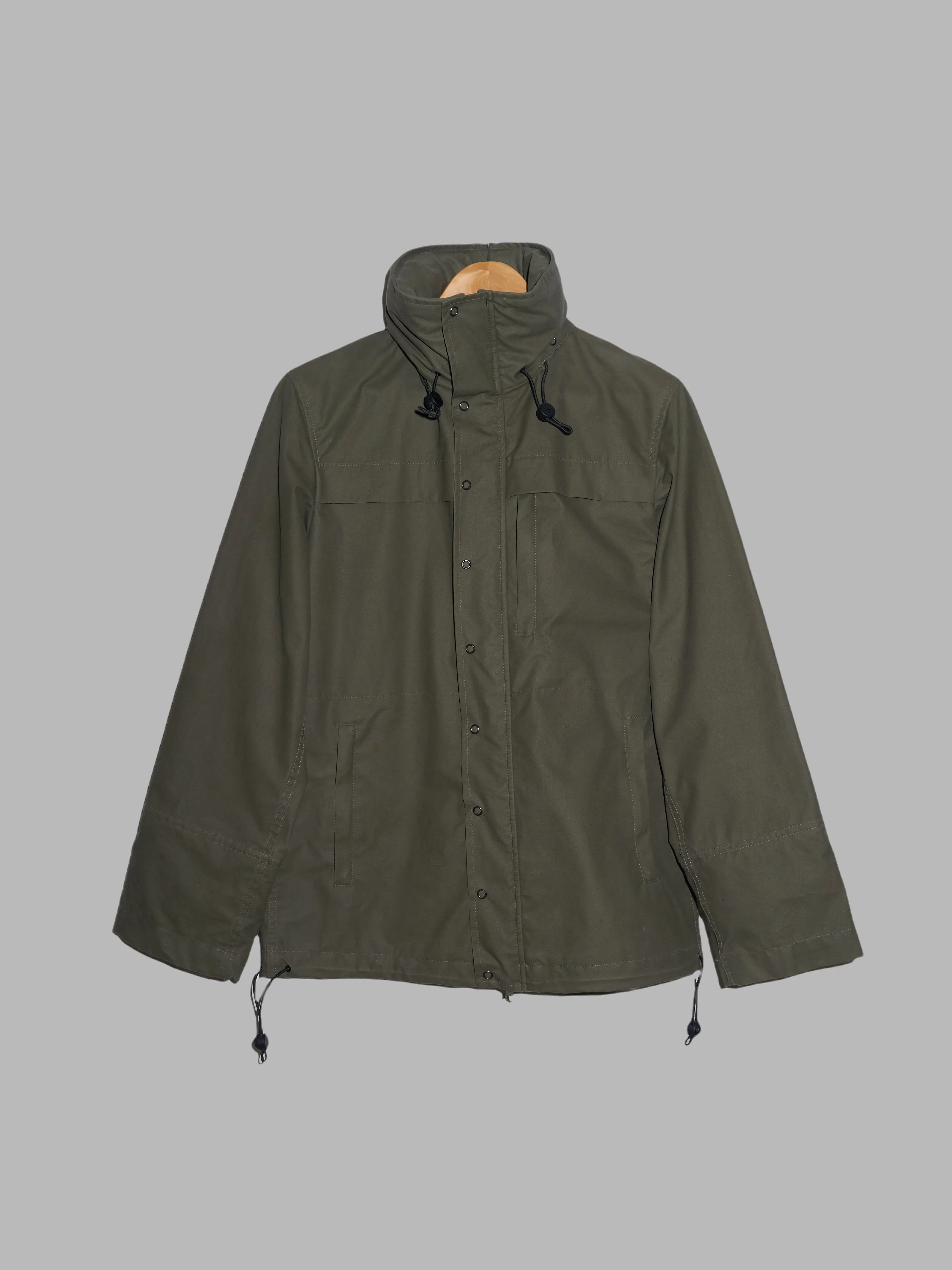Christophe Lemaire khaki cotton canvas high neck hooded jacket - 1 S XS