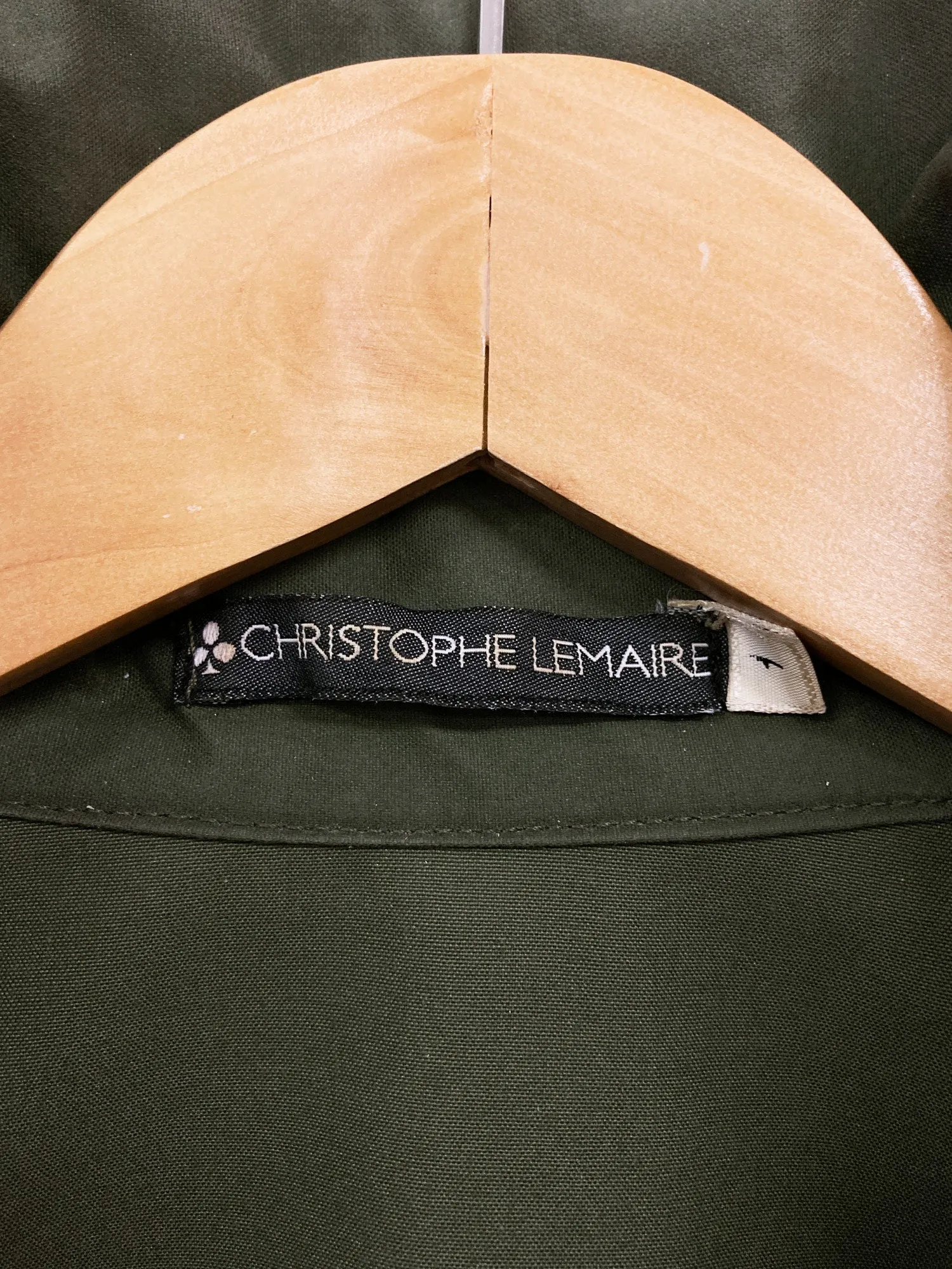 Christophe Lemaire khaki cotton canvas high neck hooded jacket - 1 S XS
