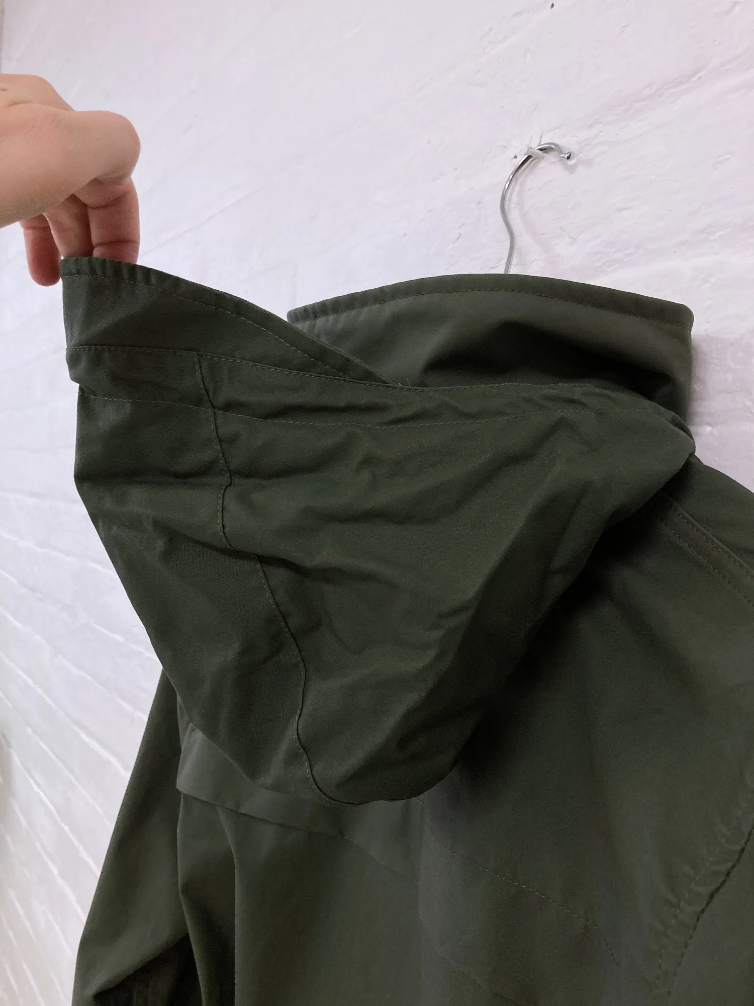 Christophe Lemaire khaki cotton canvas high neck hooded jacket - 1 S XS