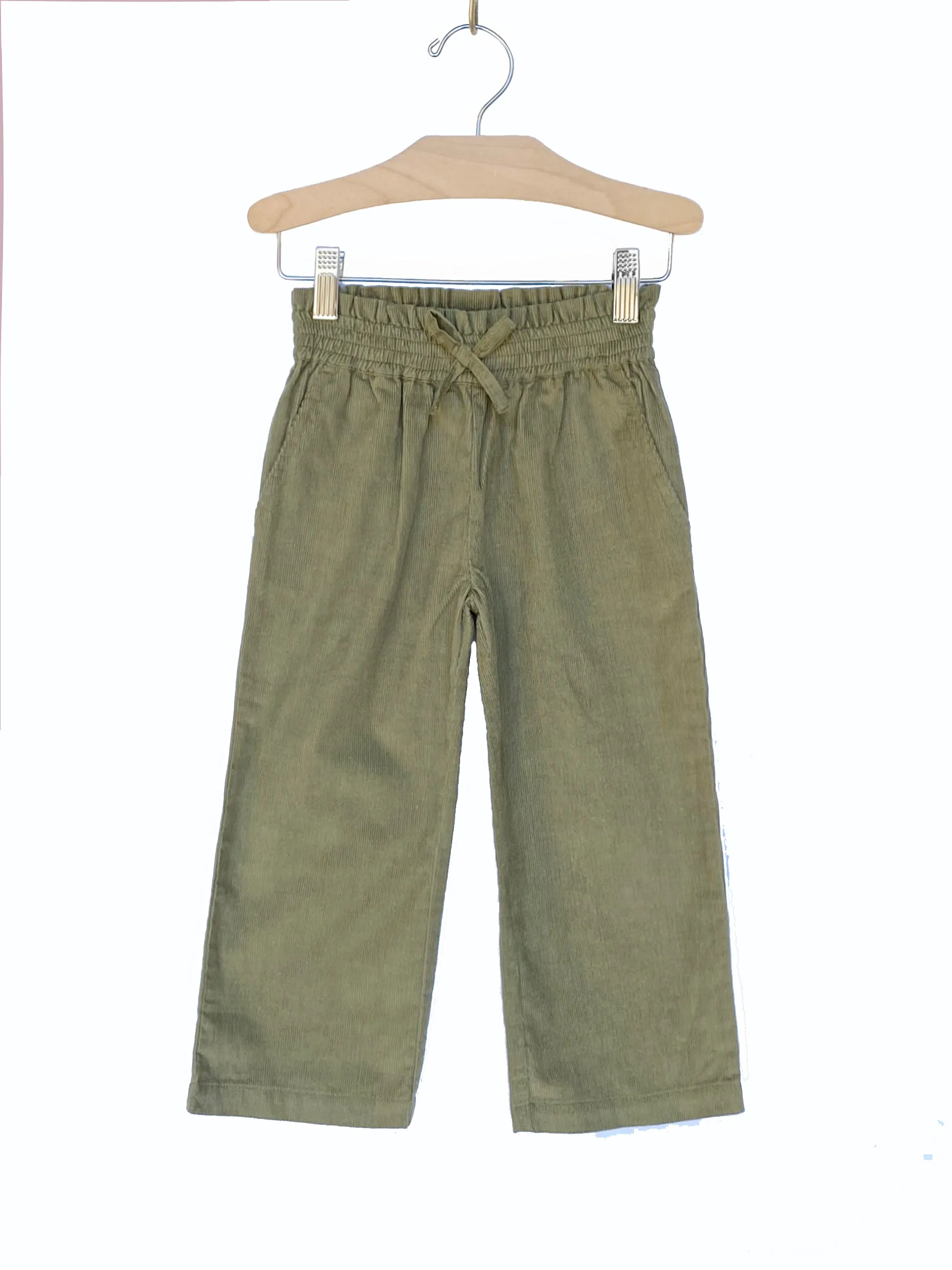 City Mouse Fine Wale Corduroy Wide Leg Pants - Olive
