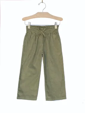 City Mouse Fine Wale Corduroy Wide Leg Pants - Olive