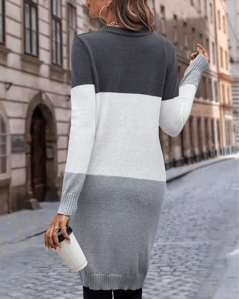 Colour Block Gebreid Vest