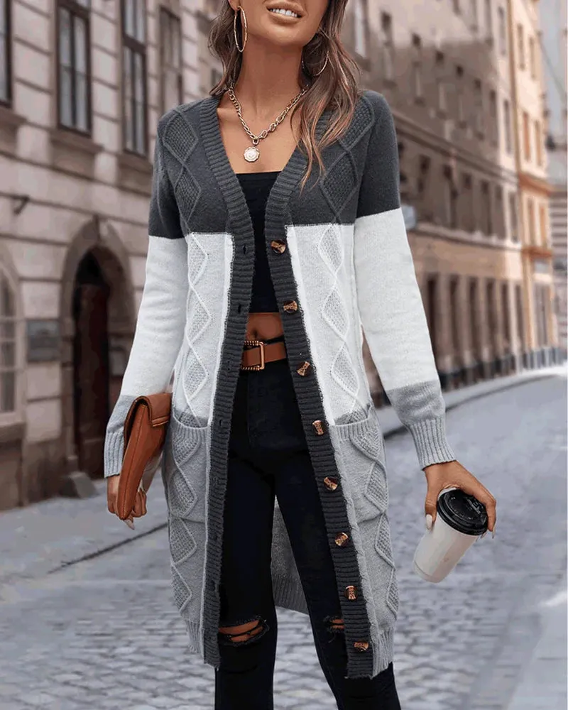 Colour Block Gebreid Vest