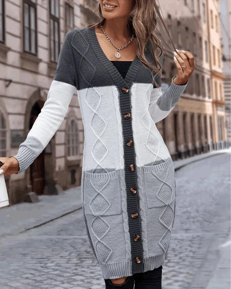 Colour Block Gebreid Vest