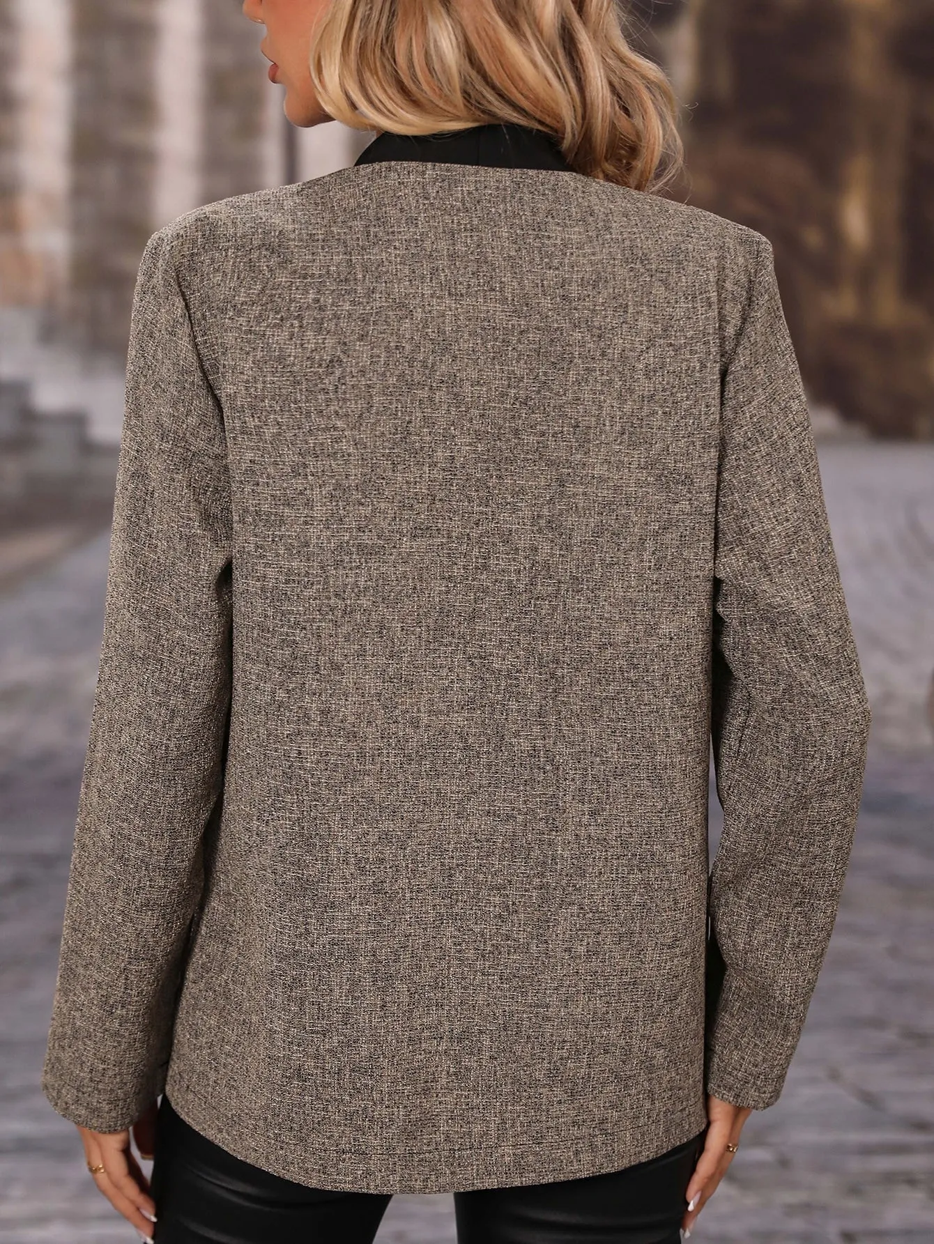 Contrast Trim Open Front Coat