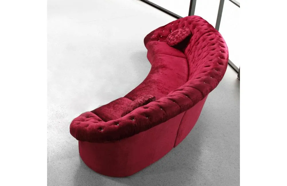Cosmopolitan Modern Tufted Fabric Sectional Sofa Red