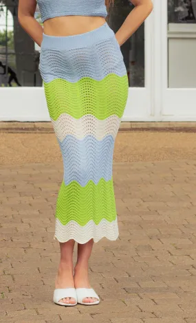 Crochet Style Wavy Pattern Pencil Skirt