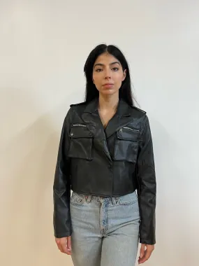 Cropped leather jacket