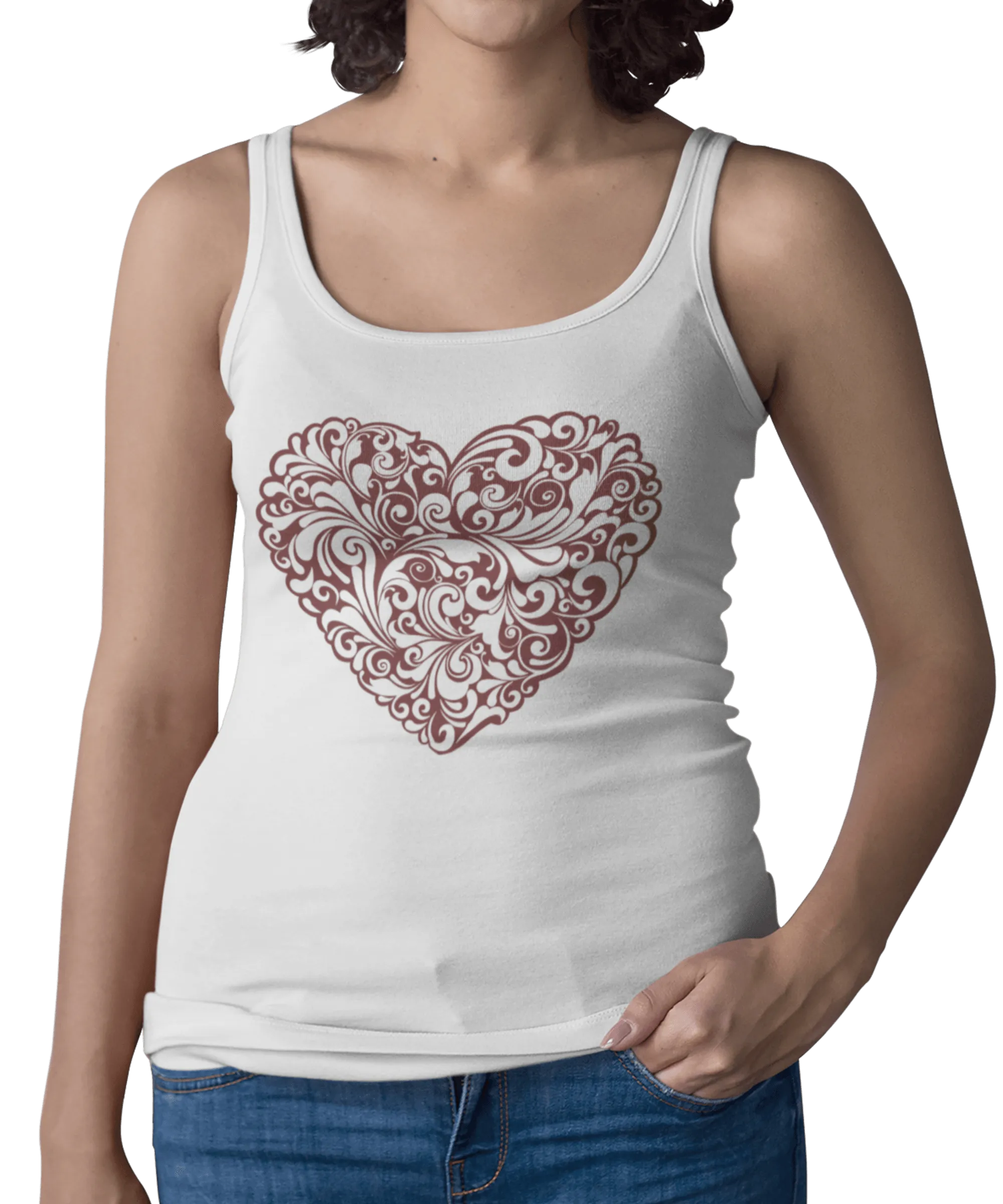 Decorative Heart Tattoo Design Adult Womens Vest Top