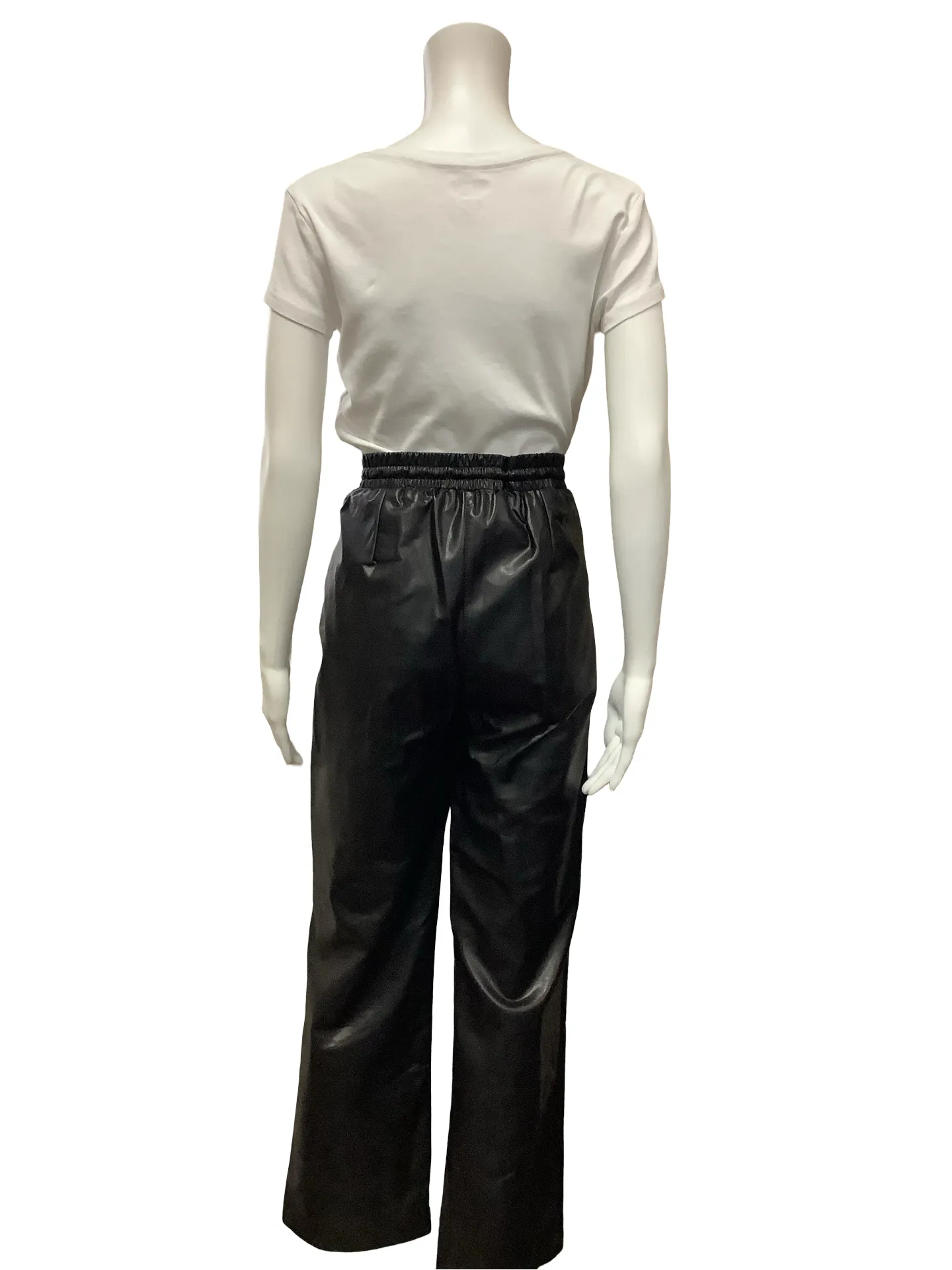 Deluc Pant Black Faux Leather Trouser Size: L