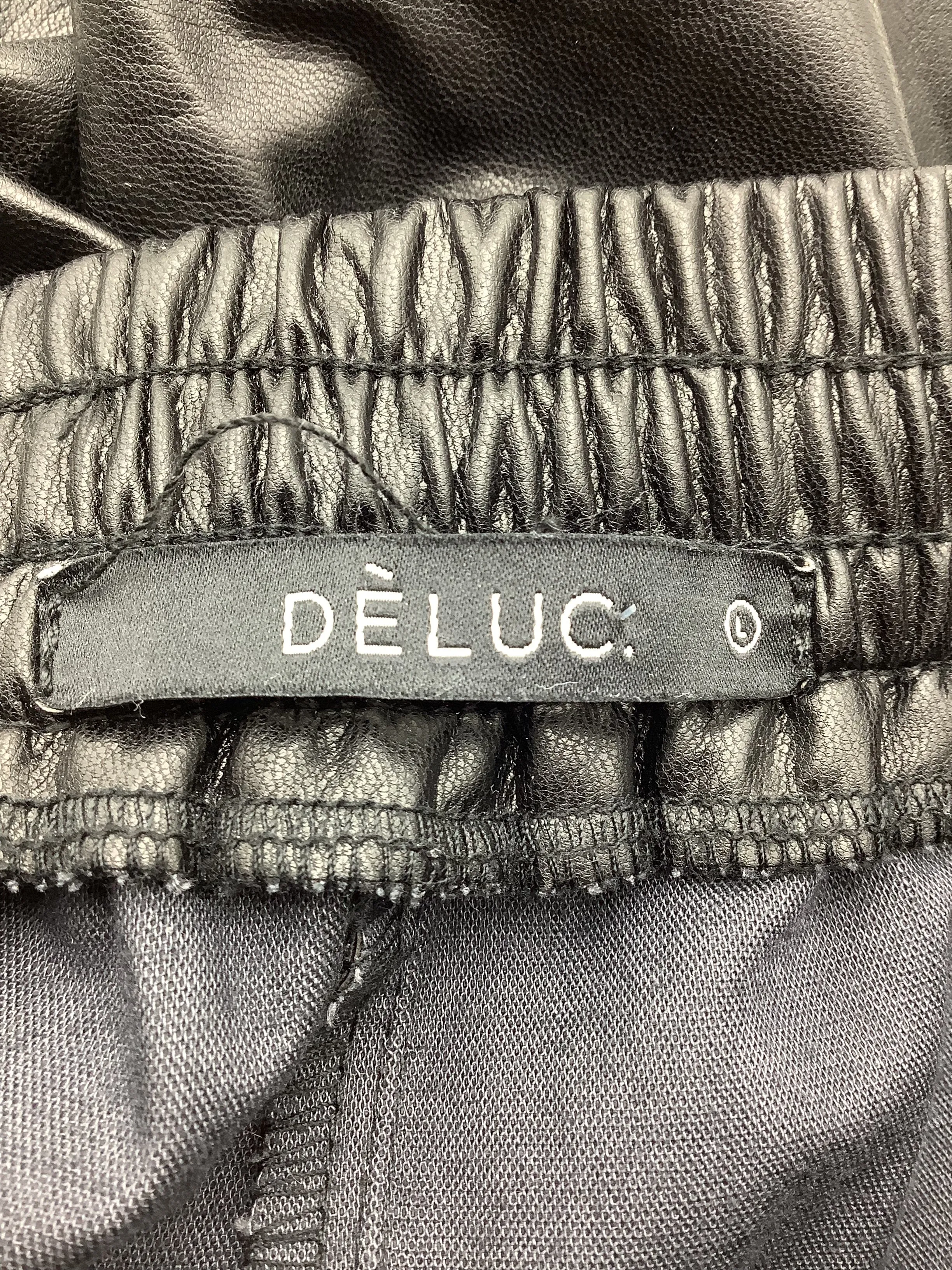 Deluc Pant Black Faux Leather Trouser Size: L