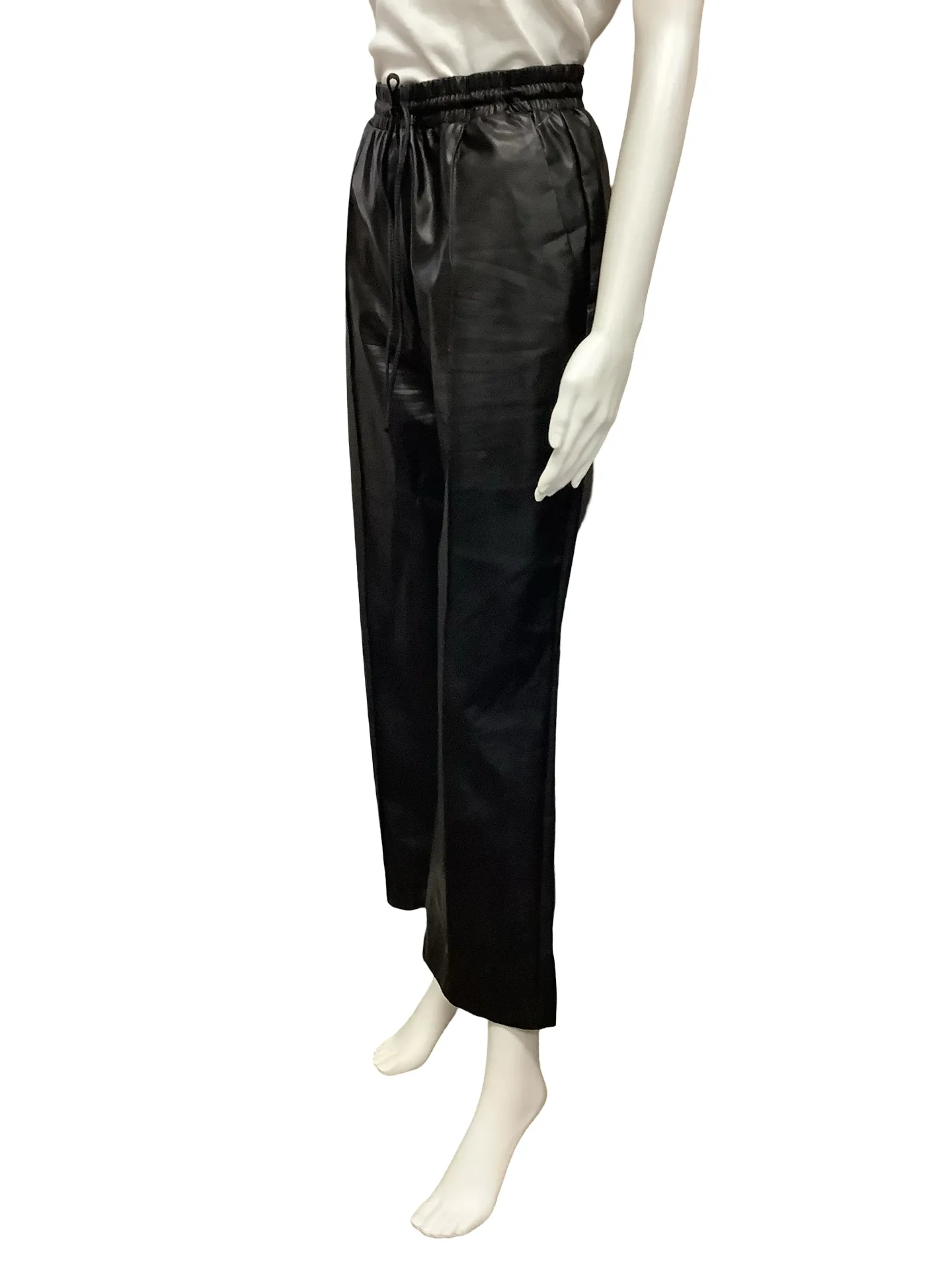 Deluc Pant Black Faux Leather Trouser Size: L